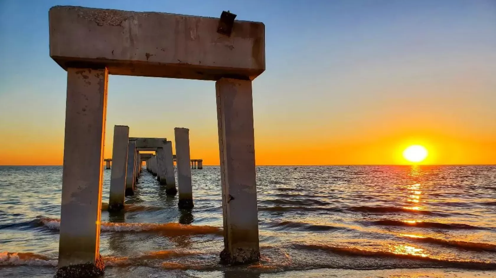 The Fort Myers Beach pier at sunset 